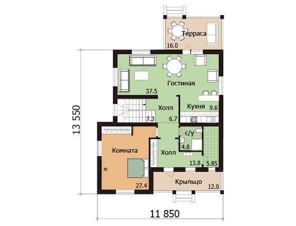 Проект дома в классическом стиле b104-1-05
