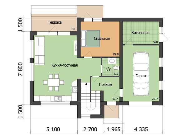 Проект дома в стиле минимализм b109-1-05